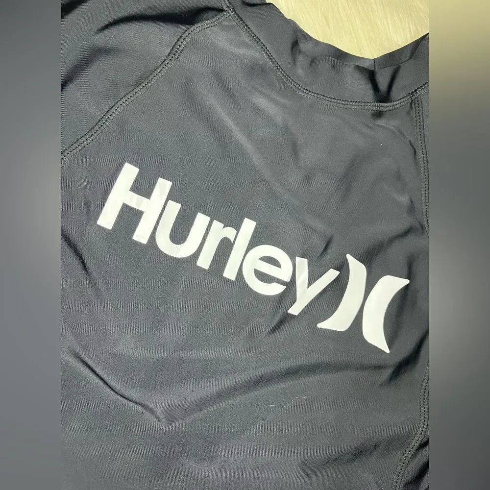 Hurley Kids Black Rash Guard and Multicolor Swim Shorts Set sz small/29